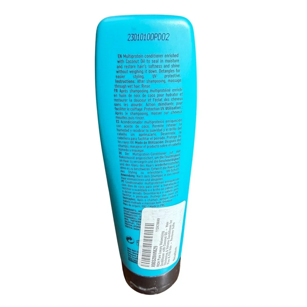 RICH Pure Luxury Volumising Conditioner 200ml 6.75 fl oz Coconut Oil UV Protect